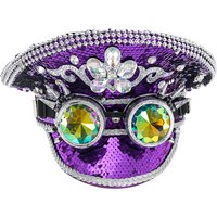 Purple Sequined & Rhinestones Stage Party Club Gothic Military Hat Steampunk Accessories Handmade Cosplay Luxury Hats For Women