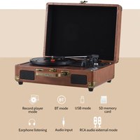 Vintage Vinyl Record Player BT Phonograph USB Recording 33/45/78RPM Support for 7/10/12inch Vinyl Records Turntable Portable