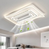 Bladeless Ceiling Fan With Lights LED Remote Control Fan Lighting For Living Room Bedroom Indoor Invisible Rectangular Fan Lamp