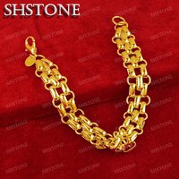 SHSTONE 18K Gold Luxury Chain Geometry Charm Bracelet For Woman Man Birthday Wedding Engagement Party Fashion Charm Jewelry Gift