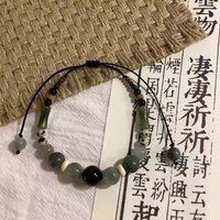 New Bamboo Beads Chinese Style Beaded Bracelet Vintage Beaded Braided Rope Bracelet Chinese Style Bamboo Beaded Bracelet