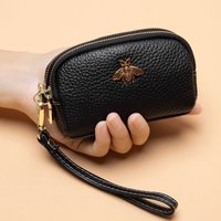 Women Coin Purse Genuine Leather Female Double Zipper Travel Organizer Mini Pouch Women Storage Bag Small Wallets New