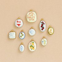 18K Gold Plated Stainless Steel Enamel Tomato Tulip Orange Flower Charms for DIY Jewelry Making Tarnish Free Color Preservation
