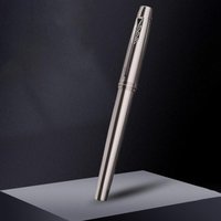 Silver Gray Business Fountain Pen - 0.5mm Medium Iridium Tip for Office & School