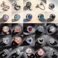 Classic 925 Silver Round Purple Pink Red Blue Green Zircon Pendant Beads Suitable For Original Bracelets DIY Exquisite Jewelry
