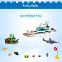 City Series 60221 Sunshine Diving Yacht Shark Puzzle Assembling Patrol Ocean Boat Model Building Block Toy Boys Gift