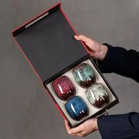 175ML Kiln Transforms Master's Cup Ceramic Coffee Mug Simplicity Household Kung Fu Teacup Creative Tasting Cup with Gift Box