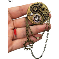 〔W〕Retro Steampunk Gear Brooches Gear Tassel Chain Lapel Pins Men Shirt Suit Badge Jewelry Accessories〔Winter1〕