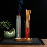 2 in 1 Glass Incense Holder for Sticks Anti-Ash Flying Incense Burne with Removable Ash Catcher and Incense Sticks Organizer
