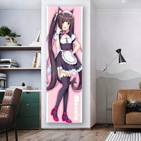 Anime Sweet Cat Maid Vertical Tapestry, Cute Cat Ear Long Hanging, Suitable for decorating bedrooms and dormitories for teenager