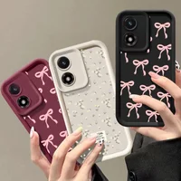 Cute Pink Bow Small Floral Balck Love Heart Casing for Motorola Moto G32 G52 G35 G30 G34 G85 G54 E22 G15 G05 E14 E40 E32 Case