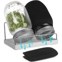 2Pcs Seed Sprouter Set Wide Mouth Mason Jars Sprout Lids Sprouting Jar Kit Bean Sprouts Growing Cover Sprout Lids With Holder