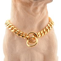 Luxury Dog Collar Gold Dog Chain Choker For Pitbull Bulldog Teddy French Bulldog Metal Collar Pet Necklace Pets Jewelry Products