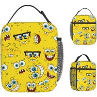 Spongebobed Cartoon Lunch Bag Portable Lunch Box Men Travel Print Cooler Bag Cute Oxford Thermal Lunch Bags