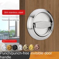 Stainless Steel Hidden Cabinet Knobs and Handles Round Recessed Cupboard Pulls Concealed Door Drawer Furniture Handles