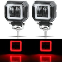 2pcs 3inch 12V 24V 6000K LED Work Light Bar Spot Driving LED Headlights Work Lamp Fog Pods DRL Red Halo Offroad 4WD ATV SUV
