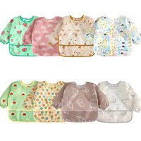 Long-sleeve Bibs for Baby Cute Colorful Cartoon Design Waterproof Apron for Children From 0 to 3 years