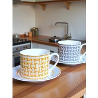 Elegant European Style Bone China Coffee Cup Set Ceramic Afternoon Tea Red Tea Cup with Spoon High Aesthetic Value Home Use