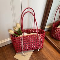 PU Solid Color Hollow Out Shoulder Bags Summer Large Capacity 2025 Hot Sale Bags for Women Vacation Commuting Women's Handbag