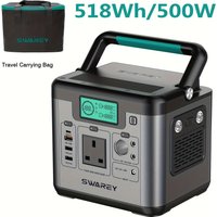 skSwarey Portable Power Station S500 Pro, 518Wh Outdoor Backup Mobile Lithium Battery Pack with 500W AC Outlet for Holiday RV Camping, Emergencya