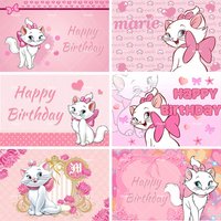 Cartoon Marie Cat Backdrop Kids Birthday Decorations Party Supplies Baby Shower Banner Photography Background Girls Favor Gifts