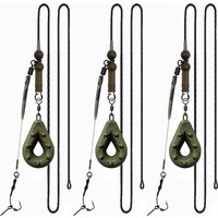 YOTO Finished Carp Fishing Rig, Anti-tangle Hook Line with Lead Sinker, High Carbon Steel Pre-tied Fish Hooks for Reservoir Wild