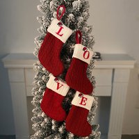 Knitted Letter Xmas Stocking Personalized Initials Xmas Sock Fireplace Hanging Decor Holiday Party Gifting Home Decoration