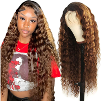 Swupod Highlight 13x6 Lace Frontal Wig Human Hair Deep Wave 13x4 Hd Lace Curly Highlight Blonde Ombre Colored Wigs For Women