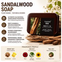 Sandalwood Soap Cleansing Soap,Handmade Bath Deodorant Moisturizing Shower, Long Lasting Plant Based Body Soap For Men & Women