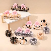 1Pcs Tiger Pattern Plush Hair Hoop Set Soft Cute Cat Ear Headpiece Hair Strap for Daily Makeup Skincare Hair Accessories