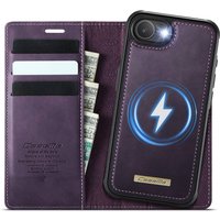 For iPhone 17e 2-in-1 Magnetic Detachable Wallet Case MagSafe Compatible RFID Blocking PU Leather Card Holder Kickstand Case