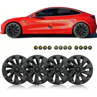 4Pcs Matte Black 18inch Hubcaps Kit for Tesla Model 3 2017-2023 Wheel Cap Replacement Wheel Hub Cap Styling Exterior Parts