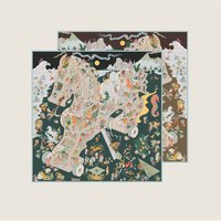 POBING Hand Rolled Twill Silk Scarf Women Double Printed Square Scarves Wraps Echarpes Luxury Foulards Femme Hijabs 90CM