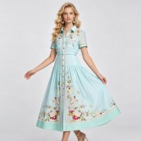 Iridesse Semi-sheer Shirt Dress, Short-sleeved, Printed Shirt Dress, Striped Contour, Elegant Women, Belted Midi Dress