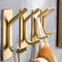 1pc Elegant Golden Wall Hooks Stainless Steel Adhesive Hooks Sleek Design for Bathroom Towel and Hat Towel Holder for Bathroom