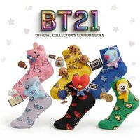 BTS Koya RJ Cooky Shooky Tata Mid-Calf Socks Creative Anime Cartoon Print Couple Autumn Winter Warm Long Socks