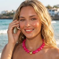 Summer Trendy Colorful Acrylic Heart Beaded Choker Necklace for Women Statement Resin Handmade Chain Collar Popular Jewelry Gift