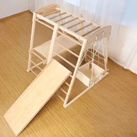 2025 New Design Kids Wood Climbing Frame Slide and Climbing Frame Net Scaling Ladder Swing Indoor Climbing Frame for Kids