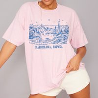 Barcelona Spanien Damen Übergroßes T-Shirt Lässige Kurzarm Niedliche Reise-T-Shirts Ästhetische Mode Urlaub Grafik-T-Shirts Tops