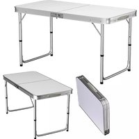 4ft Collapsible Height-Adjustable Aluminium Table for Camping Barbecue, with Handle Outdoor Garden Picnic Travel Weatherproof