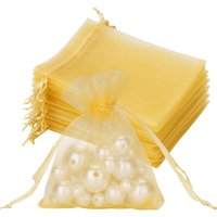 50Pcs Gold Organza Bags Small Sachet Jewelry Gift Favor Bags Drawstring Mesh For Valentines Wedding Eve Christmas Jewelry Wrap