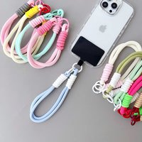 Universal Phone Wrist Strap Keychain Colorful Cellphone Lanyard With Two Rings For Women Key Purse Handbag Ornament Accessories