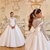 Flower Girl's Dresses One Shoulder for Wedding Luxury Beading Baby Girl Birthday Party Gowns Pageant Dress
