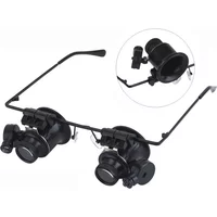 Professional 20X Magnifier Double Eye Glasses Type Watch Repair Jeweler with LED Portable Magnifying Eyewear Repair Wearing
