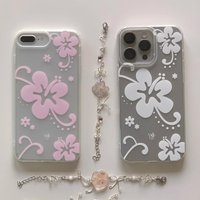 White and Pink Fusang Flower Spring Summer Frosted Phone Case For iPhone 17 16 E 15 14 13 12 11 Pro XR X Max 7 8 Plus Mini Cover
