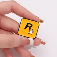 Creative game peripheral simple letter alloy badge Enamel Pin Cartoon yellow R-star logo accessory metal brooch Jewelry Gift