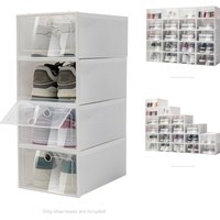 20PCS Thickened Home Shoe Storage Boxes - White Transparent Dust/Moisture-Proof Foldable Stackable for Shoes/Socks/Underwear
