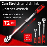 Telescopic 72-Tooth Ratchet Wrench, 1/4" 3/8" 1/2" Drive, Socket Wrench for Car Motorcycle Repair and Metal Work