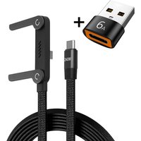 2-in-1 Holder Charger Cable – 240W Fast Charging Cord with Built-In Phone Stand USB Type C to USB-C Cable PD Cable Phone Holder