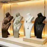 Luxury Pu Leather Display Bust Mannequin Custom Necklace Display Necklace Leather Display Stands